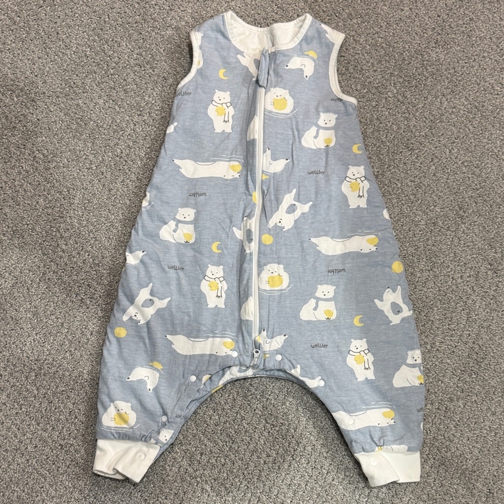 Adorable Kids Sleep Sack - Light Blue with Bear Design